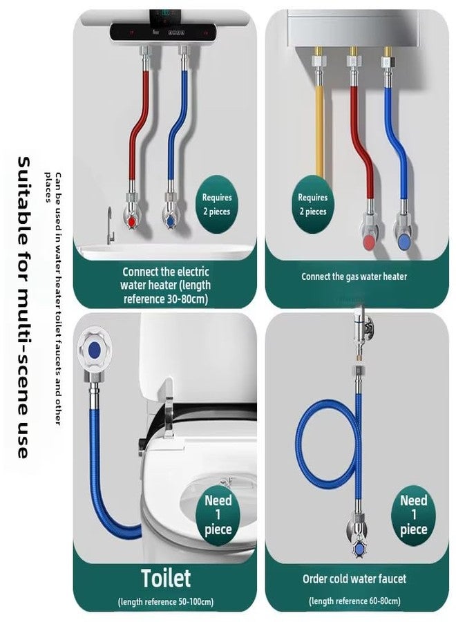 GSAINTLY® 304 Stainless Steel Water Connection Pipe Set 50cm Blue & Red | Geyser Hose Pipe | Rust-Proof, Leak-Proof, Explosion-Proof ½ Inch Pipe with for Basin, Sink, Toilet & Water Heater - Image 4